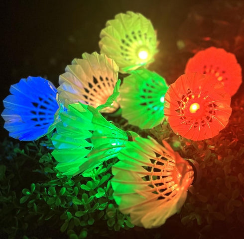 LED Badminton, 10 Pack Colourful Shuttlecock, Dark Night Goose Feather Glow Birdies for Sports Activities