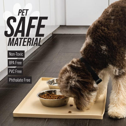 Leash Boss Dog Food Mat for Bowls, Waterproof Silicone Feeding Mat with Extra Tall Raised Edges, XXL: 30" x 22"