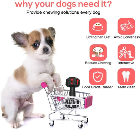 Dog Chew Toys for Aggressive Chewers, Indestructible Tough Natural Rubber Dumbbell Toy for Large Dogs
