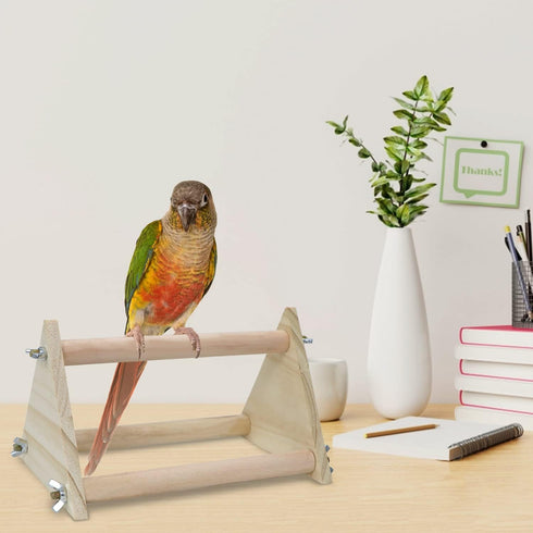 Parrot Wood Perch for Bird, 7.9x5.5x5.5 inch Training Stand for Macaw, African Greys, Budgies, Cockatoo