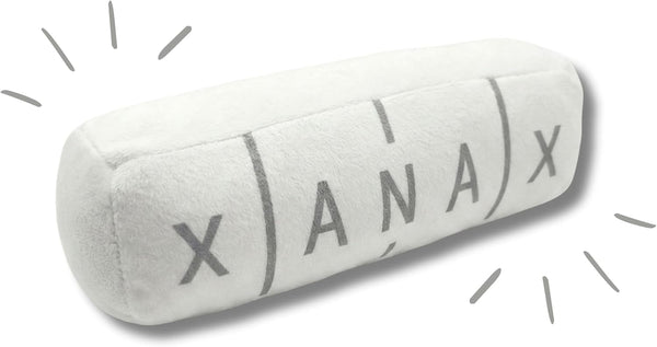 Generic Chill Xan Bar Novelty Dog Toy, Plush Squeaky Crinkle Chew Toy, White,