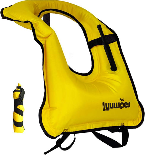 Inflatable Snorkel Vest for Adults, Snorkeling Jackets for Free Diving Swimming Safety, Load Up to 220 Ibs