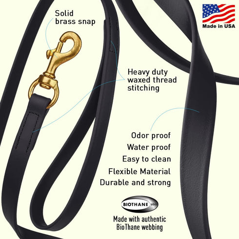 Viper Biothane Working Lead for Dogs 4ft, Black