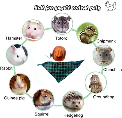 Set Rabbit Hat Scarf Pet Cowboy Cosplay Outfits Funny Halloween Costume Stuff for Small Animals Bunny Guinea Pig Ferret