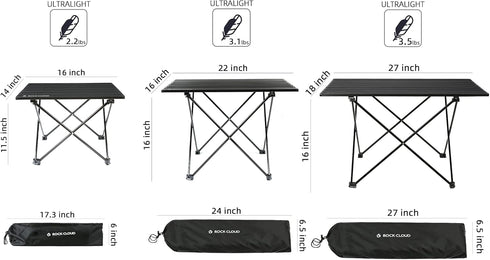 ROCK CLOUD Portable Camping Table - Ultralight Aluminum Folding Beach Table for Outdoor Picnic