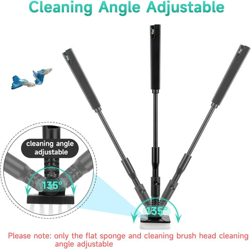 hygger 4 in 1 Small Aquarium Cleaning Tools Kit, Fish Tank Cleaner with Handle, Net, Algae Scraper