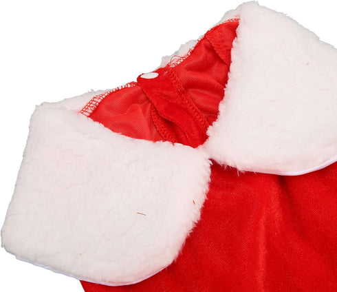 Christmas Dog Dress, Santa Claus Velvet Skirt Outfit for Small Medium Dogs Cats, Cute Holiday Apparel