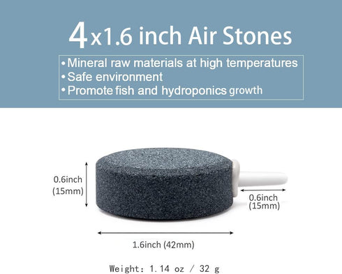 1.6 Inch Air Stone for Aquarium - Air Stone for Fish Tank and Hydroponics Air Pump
