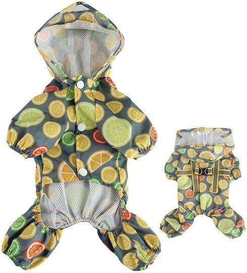 Pet Dog Raincoat Four Legs Reflective Raincoat Orange Pattern Four Seasons Universal