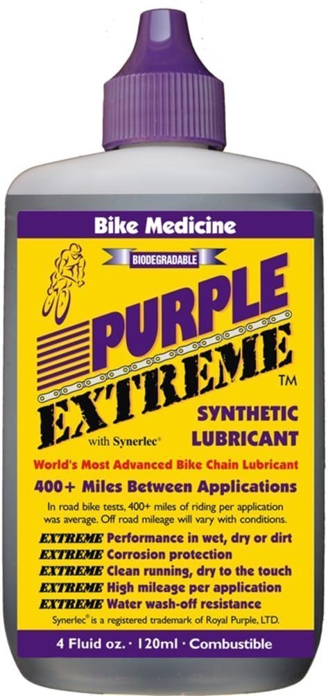 BIKE MEDICINE Purple Extreme Performance Synthetic Chain Lubricant, High Mileage Bicycle Lube