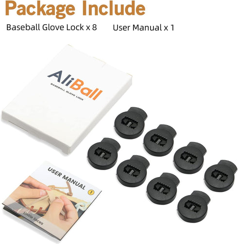 Glove Locks - Lace Locks for Baseball Glove, 8 Pack, Strong Elasticity, Fits All Gloves, Baseball Glove Accessories