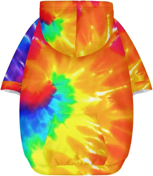 Howilath Dog Hoodie Sweaters with Hat, Tie-dye Rainbow Soft and Warm Dog Sweater for Small Medium Large Dogs Cats Shirt