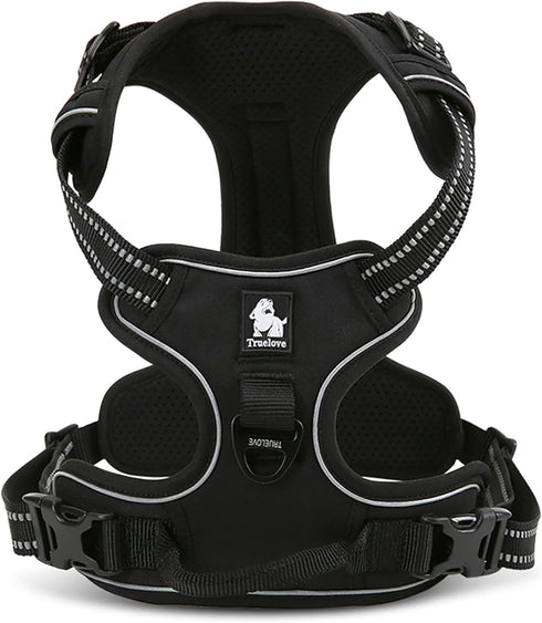 TRUE LOVE Truelove Adjustable No-Pull Dog Harness TLH5651 - Reflective Pup Vest in Black, XS