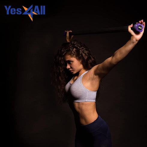 Yes4All Total Body Workout Weighted Bar with Resistance Band Bar, Body Exercise Bar for Home and Gym