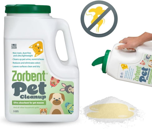 1 5 Zorbent Pet Accident Cleanup Odor Remover for Dog & Cat Messes. Absorbs Gallon. Pet-Safe Cleaner for Urine, Vomit