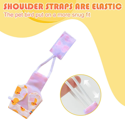 FAURAPMNG 6 Pcs Bird Diapers Parrot Nappy Flight Suit Reusable Cockatiel Clothes with Elastic Back Rope Waterproof