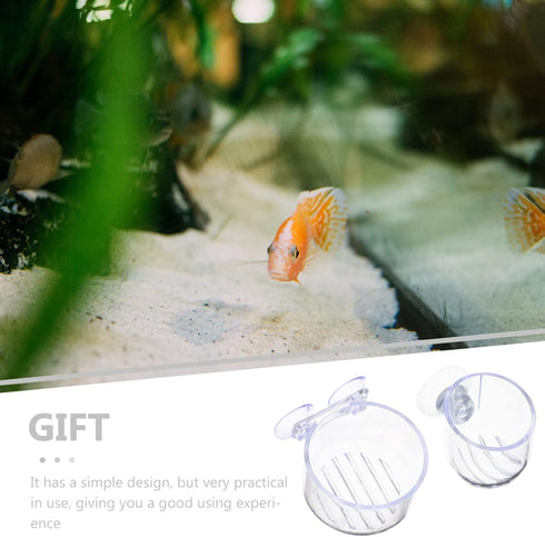 Mipcase 4Pcs Red Worm Feeder Dish with Suction Cup, Floating Fish Tank Feeding Bowl for Shrimp and Fish.
