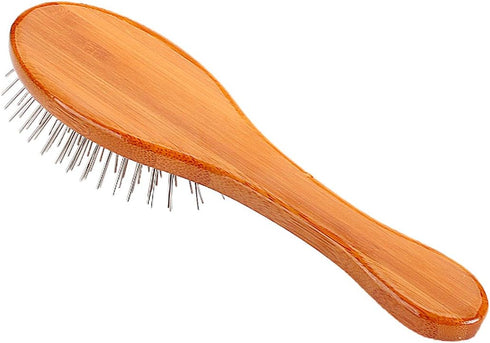 Bass Brushes Small Oval Wire Pet Brush with Bamboo Handle