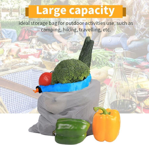 Ultralight Camping Mesh Storage Bag, Drawstring Nylon Sack for Outdoor Travel Hiking (XL-Blue)