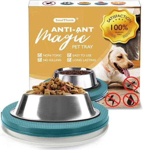 Ant Proof Cat Dog Bowl Tray, 2024 New Innovation Anti Ant Pet Food Dish Indoor, No Chemical Needed, Turquoise Green