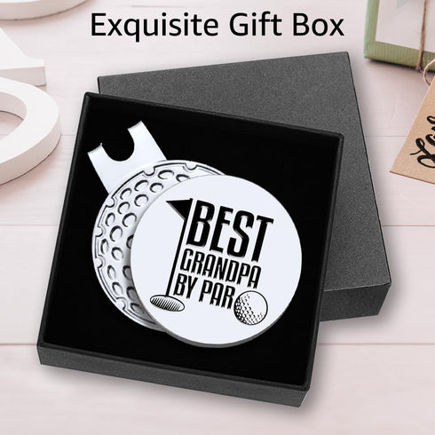Hafhue Best Grandpa by Par Golf Ball Marker - Magnetic Clip, Funny Gift for Golf Lovers