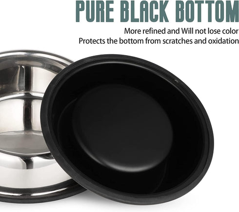Stainless Steel Slanted Dog Bowl, 2 Pack, Removable Non-Slip Rubber Ring, Stackable Pet Bowls, Medium-2.5Cup