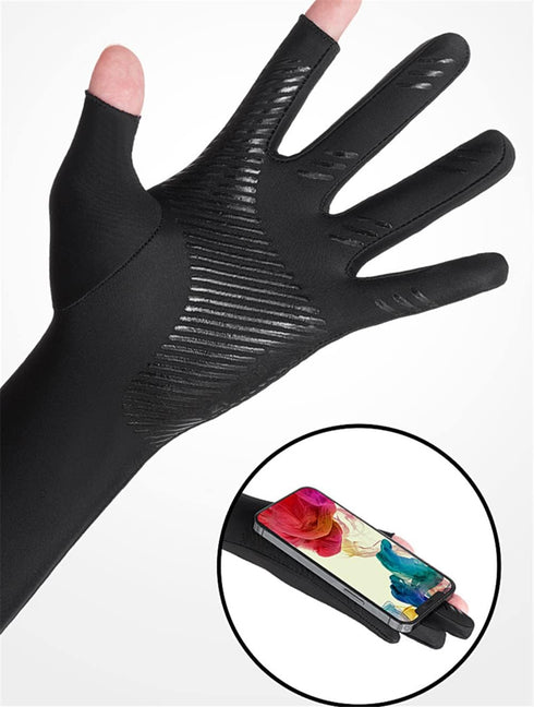 UV Protection Armsleeves with Cut Finger Sun Gloves for Men, Anti-slip Cooling Long Sleeves for Fishing Driving Cycling