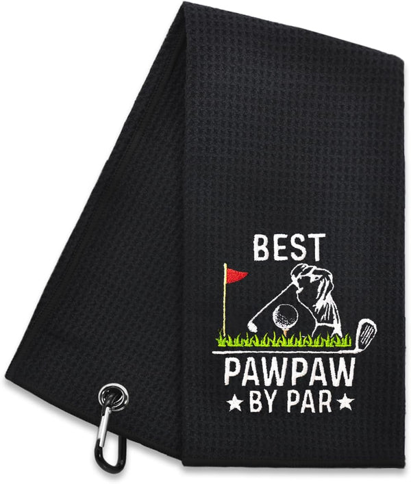 Hafhue Best Pawpaw by Par Embroidered Golf Towel, Gift for Grandpa Golf Fan