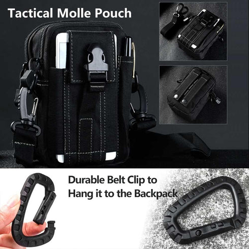 Small Tactical Molle Pouch, Military Waist Pouch EDC with Smartphone Holster for Outdoor Utility Gadget
