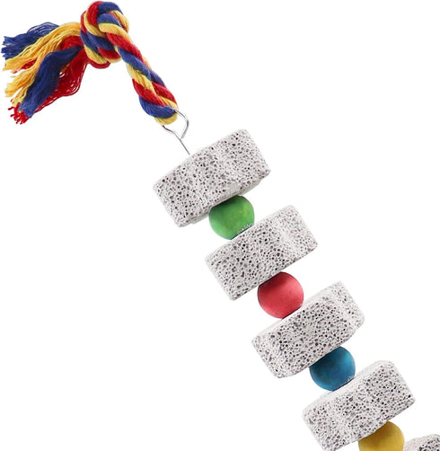 Oooct 2 Pack Chinchilla Large Chicken Chewing Toy, Chick Beak Grinding Calcium Stone with Bells, Cage Accessories