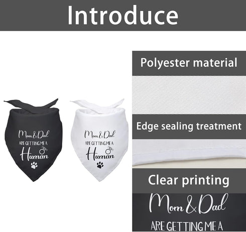 2 PCS Dog Bandanas for Pregnancy Announcement - Mom Dad are Getting Me a Human, Gender Reveal Photo Prop