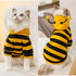 Halloween Dog Bee Costumes, Yellow Bumblebee Hoodies for Small Dogs, Winter Cat Clothes, Chihuahua, D-Ring, Small