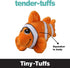 Snuggle Puppy Tender-Tuffs Small Dog Toy - Orange Clownfish for Small Breeds with Puncture Resistant Squeaker
