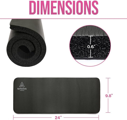 Knee Pad Cushion - 0.6 inch (15mm) Thick Exercise Knee Pad for Pain Free Yoga - Perfect Companion for Home Workout - Easy on the Knees, Elbows, Wrists and Back (Does Not Include Yoga Mat) by Kinesis Yoga