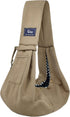 CUBY Dog and Cat Sling Carrier, Hands-Free Reversible Pet Papoose Bag for Puppy, Small Dogs Cats (Khaki, Unadjustable