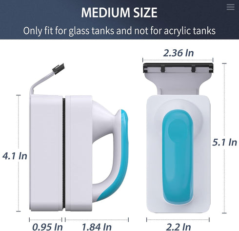 4 Inch Pawfly Aquarium Strong Magnetic Brush Stain Cleaner with Detachable Stainless Steel Scraper and Non-Slip Handle
