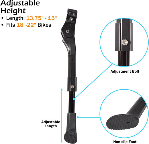 Lumintrail Adjustable Height Bike Kick Stands for Adult Bikes – Bicycle Kickstand Fits Most 24, 26, 27.5, 29 inch or 700c - Great for Mountain Bike