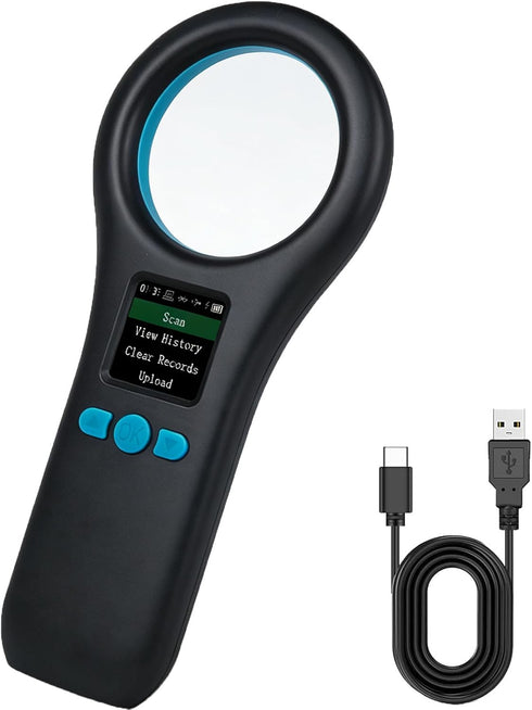 Treamvp ISO11784/85/FDX-B/EMID 134.2KHz/125KHz 500 Pet Microchip Scanner, Handheld Animal Micro Chip Reader