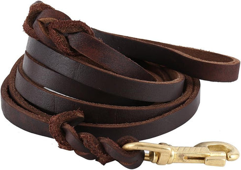 Premier Braided Leather Dog Leash 6/8/10 ft for Strong Medium Large Dogs, Heavy Duty Training Leash (10FT)