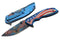 SZCO 8.25” American Eagle Folding Knife, Titanium Finished Handle, Red, White & Blue