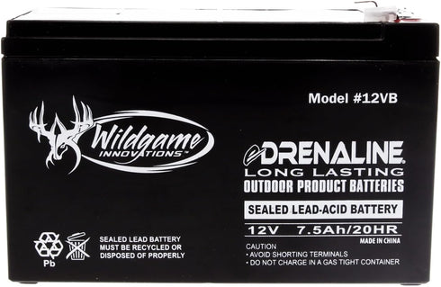 12V WILDGAME INNOVATIONS Edrenaline Rechargeable Battery for Game Feeders Outdoor Long-Lasting Sealed Lead-Acid Tab
