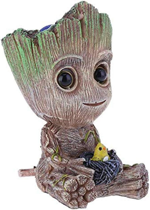 SLOCME Aquarium Groot Air Bubbler Decorations with Air Bubbler Stone - Oxygen Pump Resin Crafts for Fish Tank Decor