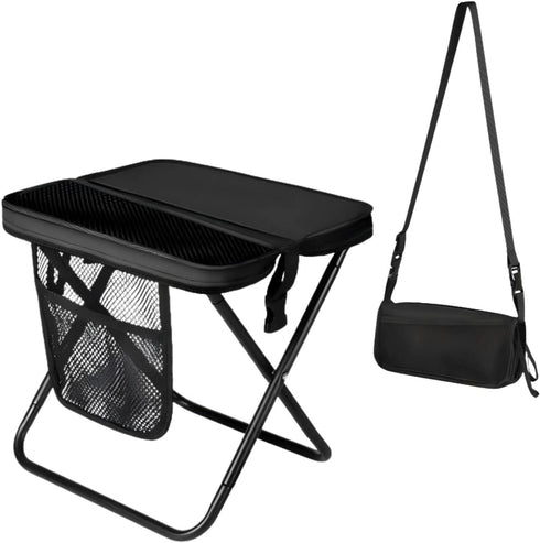ABUUL 16" Portable Collapsible Stool - Folding Chair with Storage Pouch, Convertible Satchel