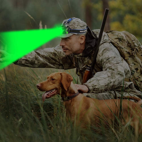 Green LED Headlamp Waterproof Head Torch Light with Zoomable and 3 Modes for Outdoor Activities