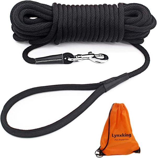 lynxking Check Cord Dog Leash, Long Lead Training Tracking Line, Comfortable Handle Heavy Duty Rope 15ft