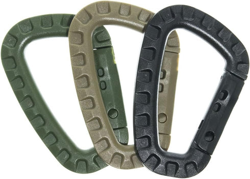 Tactical Carabiner Keychain 6 Pack, Durable Plastic Carabiners, Lightweight Utility Hooks for Backpacks