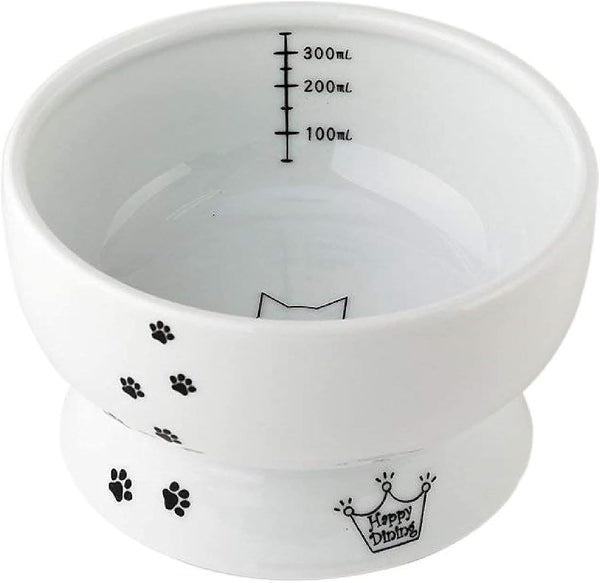 Necoichi Raised Cat Water Bowl, Elevated with Measurement Lines, Dishwasher and Microwave Safe, Regular Size