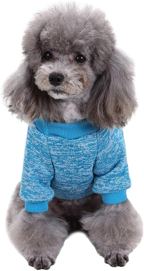 Pet Dog Classic Knitwear Sweater - Warm Winter Puppy Pet Coat - Soft Sweater Clothing for Small Dogs (XXS, Light Blue)