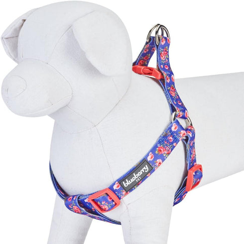 Blueberry Pet Step-in Dog Harness - 9 Patterns, Irish Blue Rose Print, Medium, Chest Girth 20" - 26"