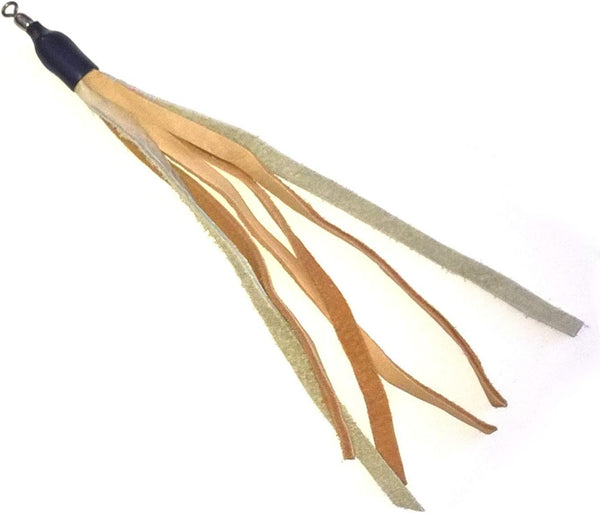 Leather and Fur Attachment Cat Toys, Ribbon Fit Wildcat and Bird Catcher Type Wands/Poles (Leather Tassels)
